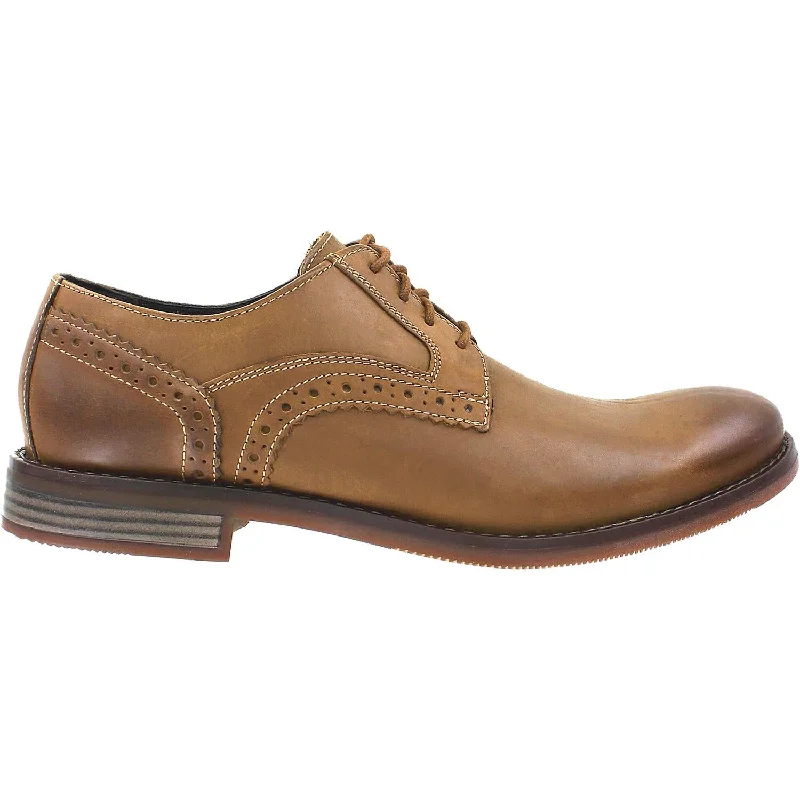 Fashion & Dress Shoes with square toe-Men's Rockport Wyllis Plain Toe Tobacco Leather