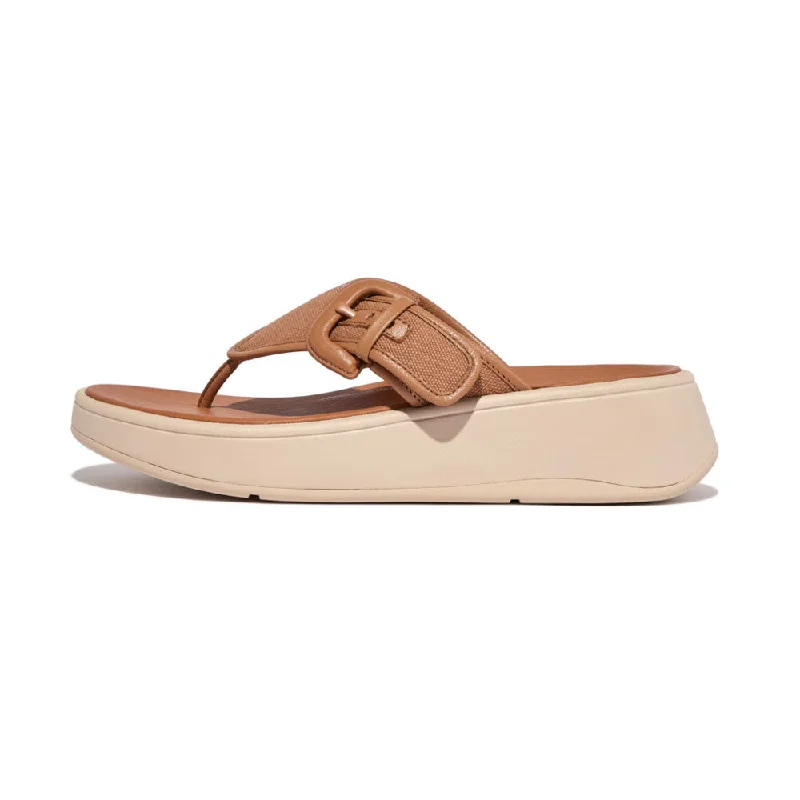 Sandals snorkeling tours-FitFlop F-Mode Flatform Buckle Canvas Sandals - Latte Tan