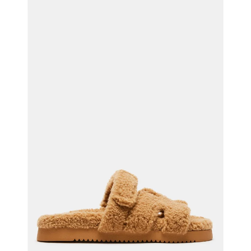 Sandals early booking-Mayven Faux Shearling Camel Fabric