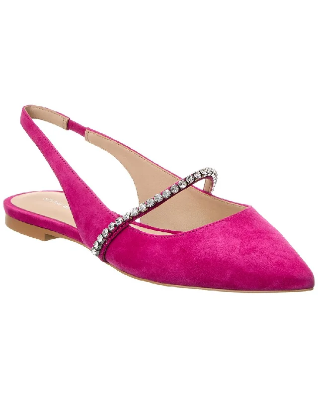 Flats shoes for the elderly-Stuart Weitzman Crystalline Suede Slingback Flat