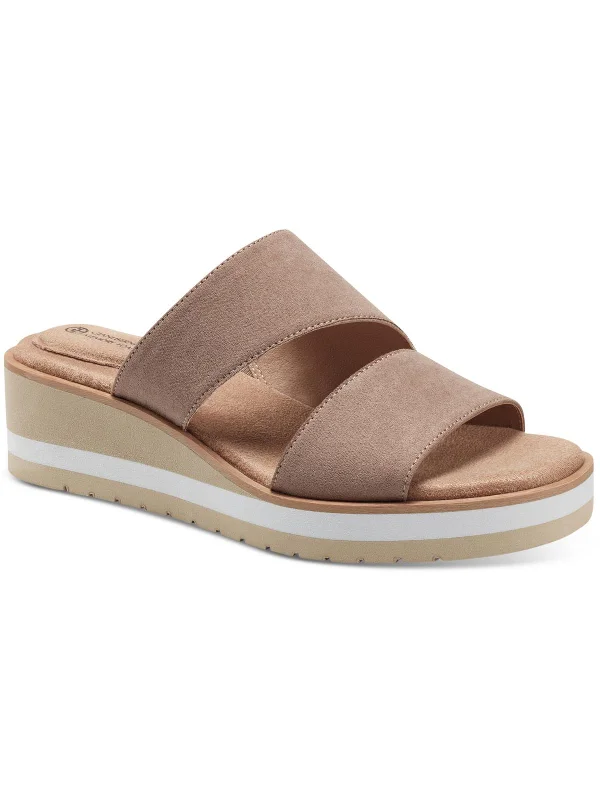 Sandals payment methods-Ryerr Womens Solid Slip On Wedge Sandals