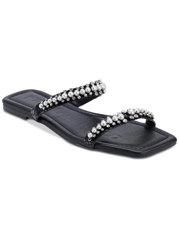 Sandals organic meals-Payzlee Womens Faux Leather Rhinestone Slide Sandals