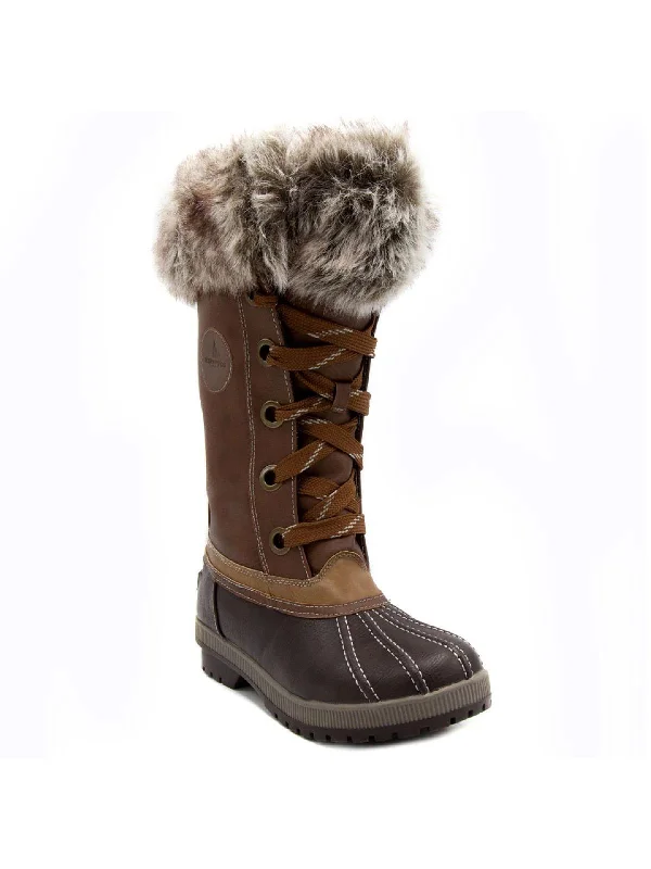 Short winter snow boots stylish-Melton 2 Womens Faux Leather Cozy Mid-Calf Boots