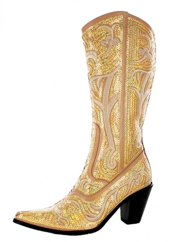 Comfortable winter snow boots for hiking-Tall Sequin Boots In Gold