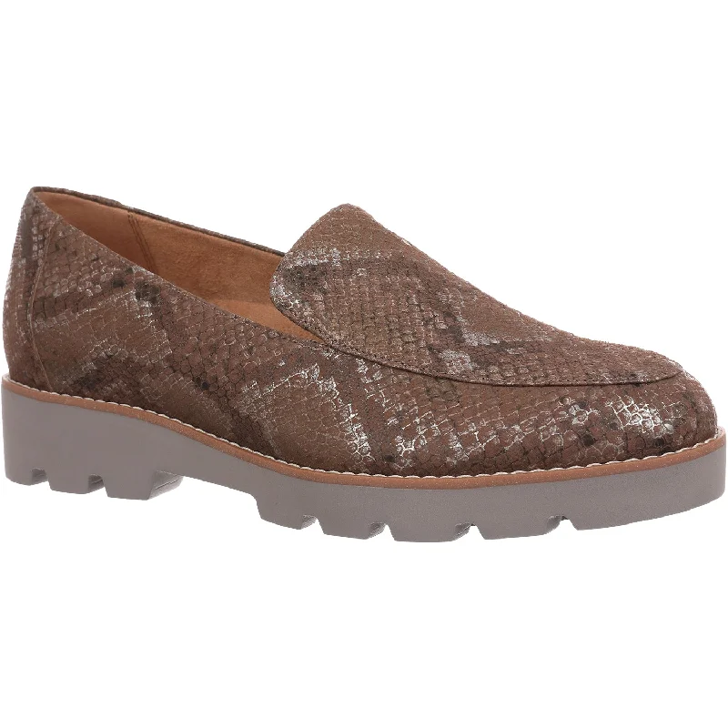 trendy casual shoes for women on the go-Women's Vionic Kensley Brown Metallic Snake Leather