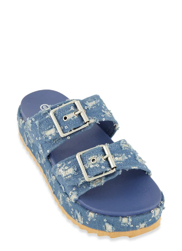 Sandals excursion options-Double Band Platform Slide Sandals