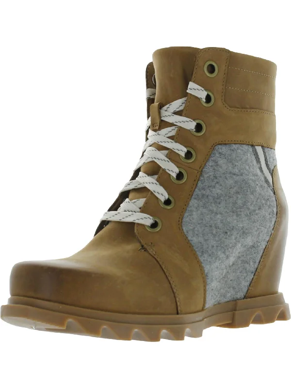 Designer boots for women-Joan of Arctic Wedge III Lexie Womens Nubuck Round Toe Combat & Lace-up Boots