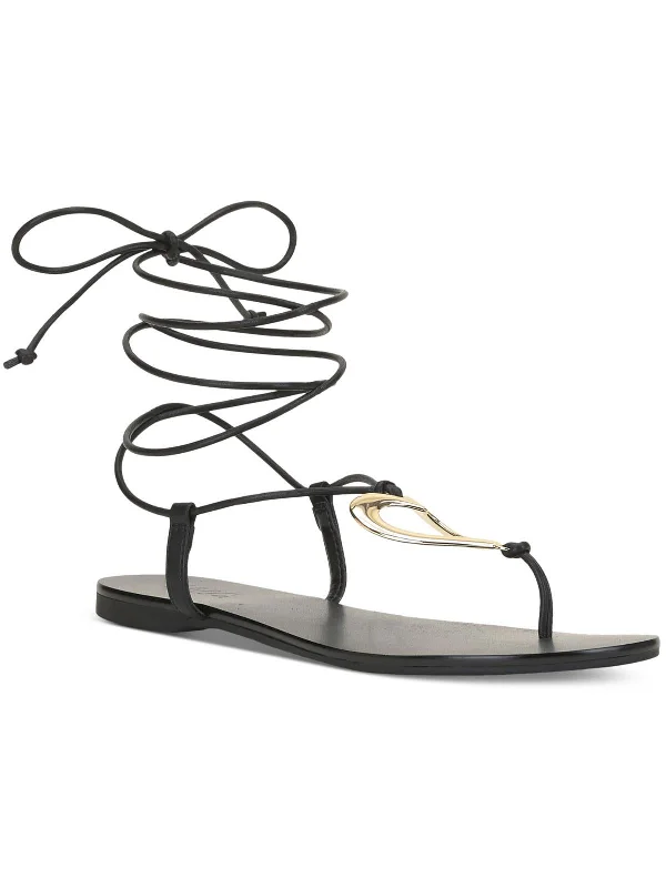 Sandals bar locations-Ganesa Womens Faux Leather Ankle Tie Gladiator Sandals