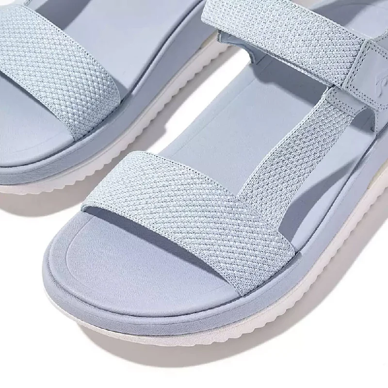 Sandals airport lounges-FitFlop Surff Two-Tone Webbing/Leather Back-Strap Sandals - Skywash Blue