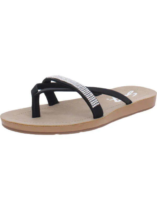 Sandals storytelling events-Bondi Caramel Womens Faux Leather Embellished Thong Sandals