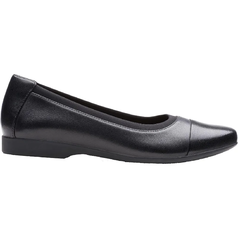 Fashion & Dress Shoes for polished finish-Women's Clarks Un Darcey Cap Black Leather