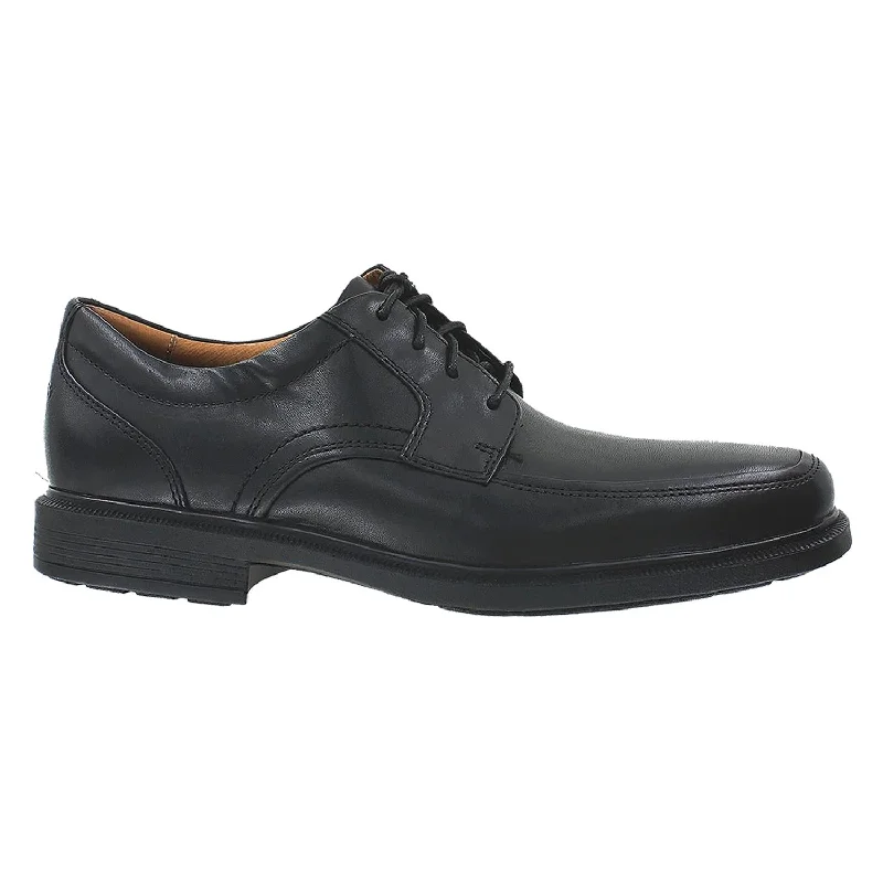 Fashion & Dress Shoes with lace detailing-Men's Rockport DresSports Luxe Apron Toe Oxford Black Leather