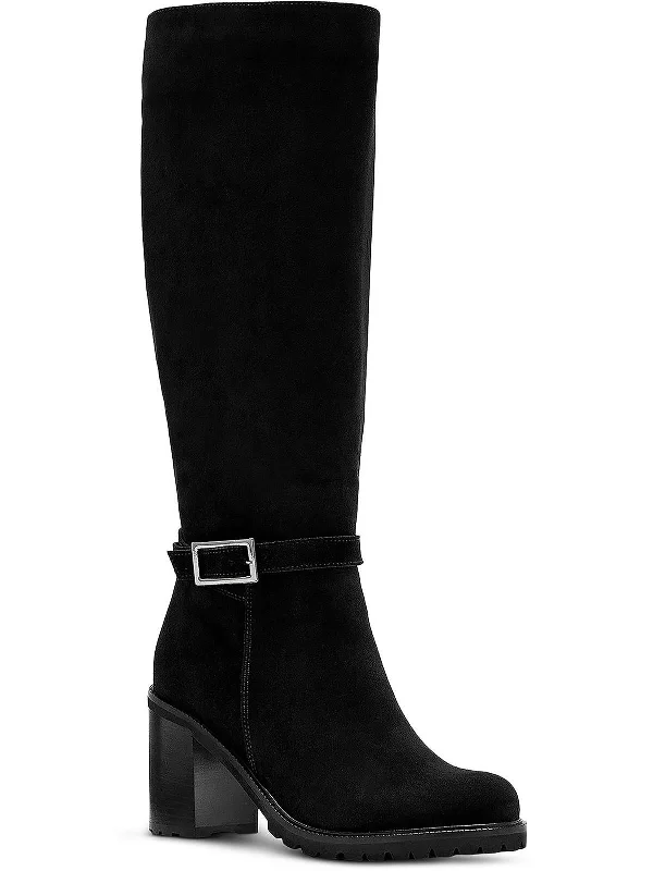 Chunky heel boots women-Paul Womens Suede Tall Knee-High Boots