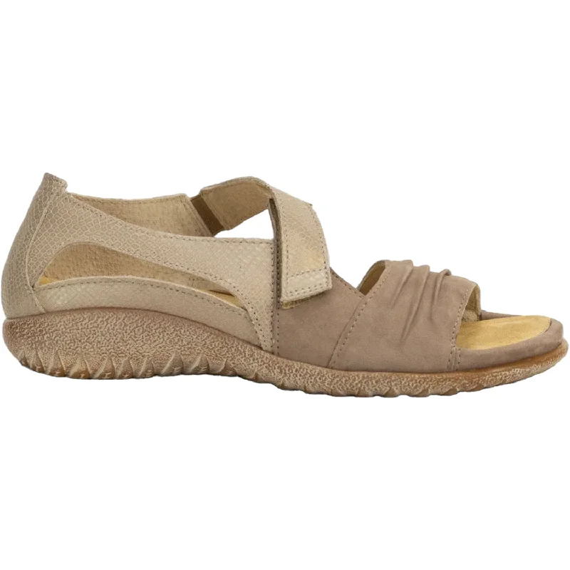 trendy casual shoes with memory foam padding-Women's Naot Papaki Stone Nubuck/Beige Lizard Leather