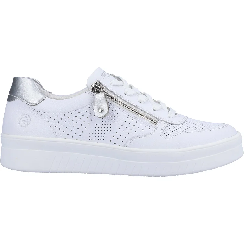 all-season casual shoes for men-Women's Remonte D0J02-80 Kendra 02 White/Silver Leather