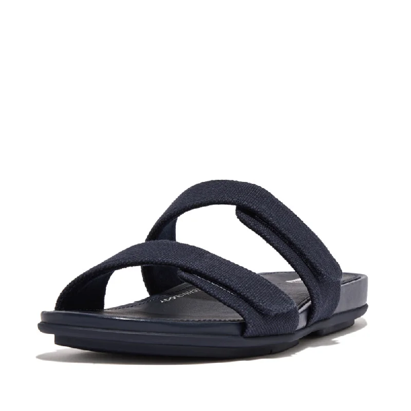 Sandals private islands-FitFlop Gracie Canvas Slide Sandals - Midnight Blue