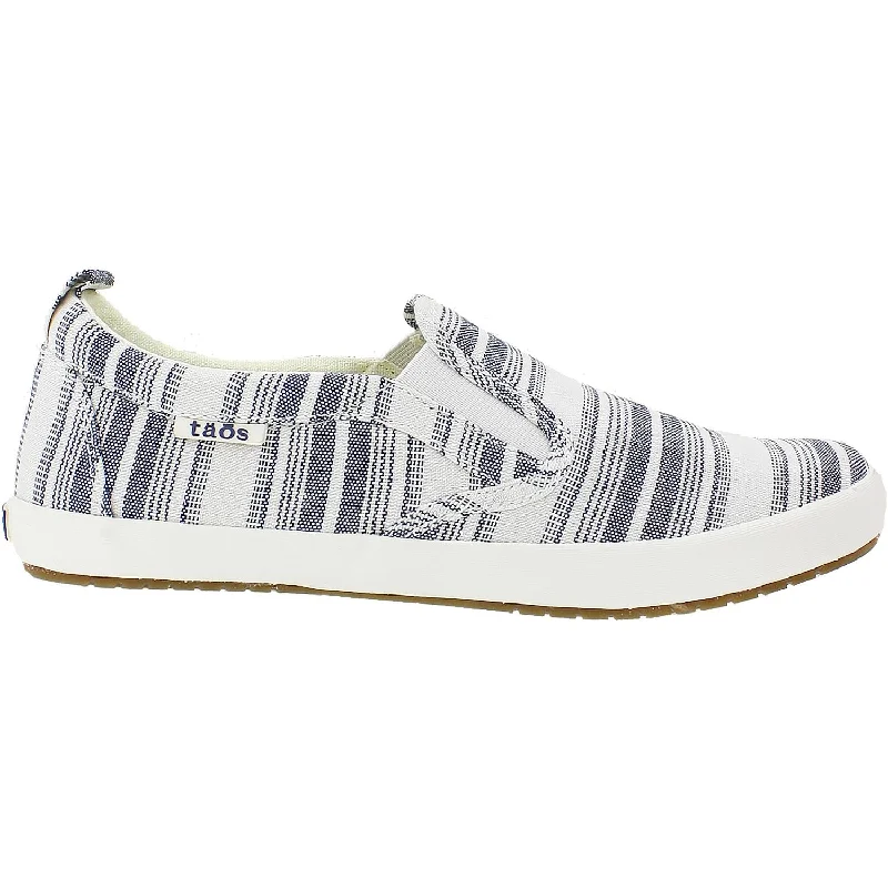 trendy slip-on casual shoes for women-Women's Taos Dandy Blue Stripe Canvas