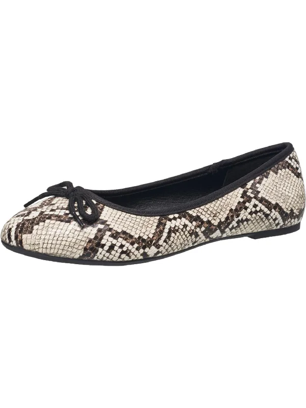 Flats for everyday style-Diana Womens Faux Leather Snake Print Ballet Flats