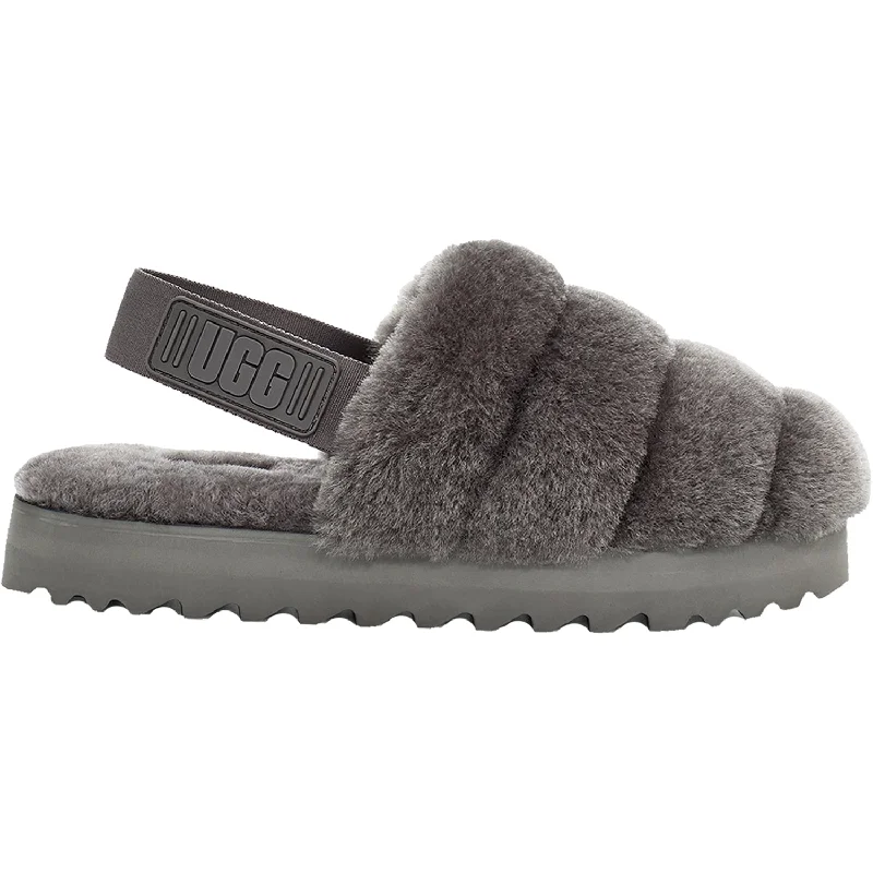 Slippers trail bends-Women's UGG Super Fluff Charcoal Sheepskin