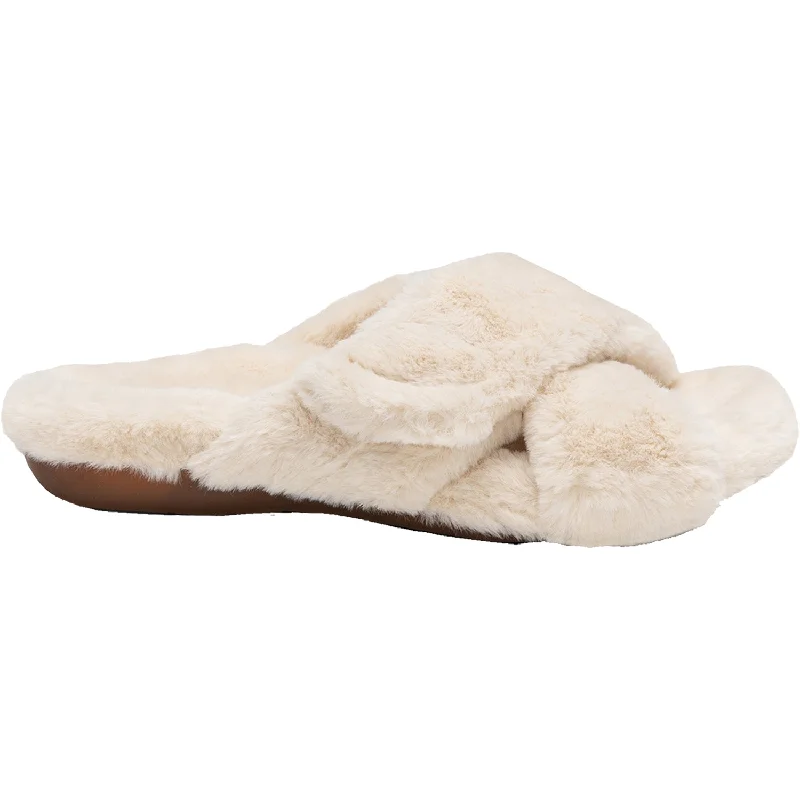 Slippers loss sighs-Women's Aetrex Penelope Ivory Faux Fur