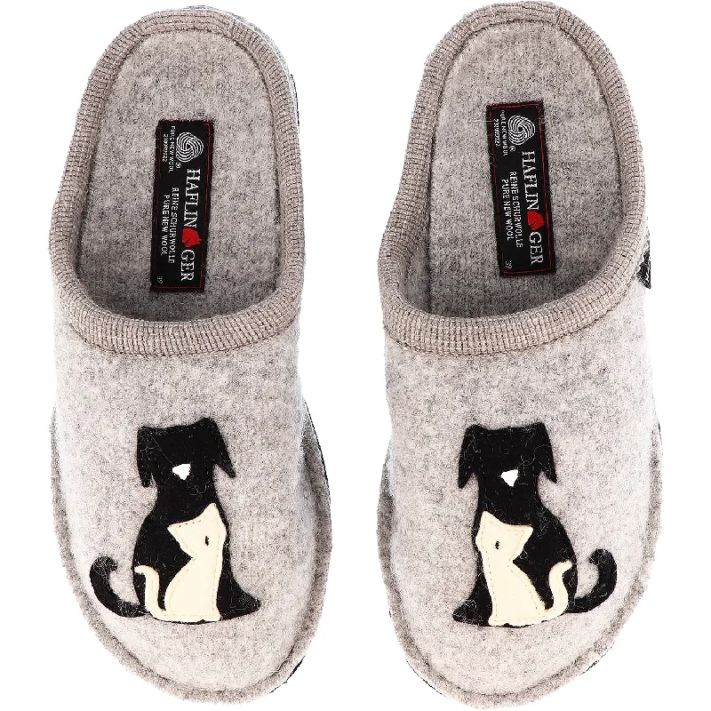 Slippers pancake flips-Women's Haflinger Canegatto Silver Grey Wool