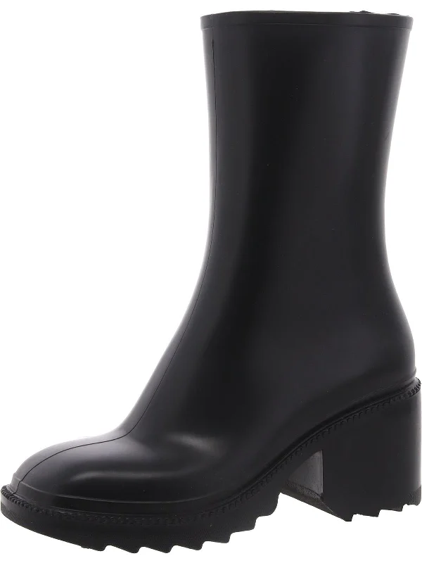 Designer leather boots-EverettP Womens Block Heel Square Toe Mid-Calf Boots