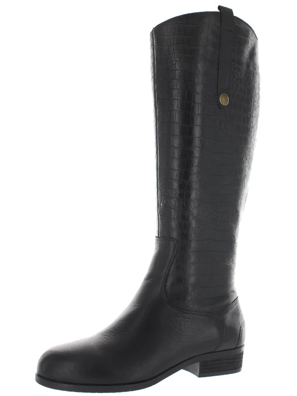 Fashionable leather boots-Derby Womens Leather Knee-High Riding Boots