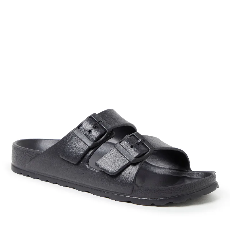 Sandals splash parks-Dearfoams EcoCozy Women's Sustainable Double Buckle Sandal