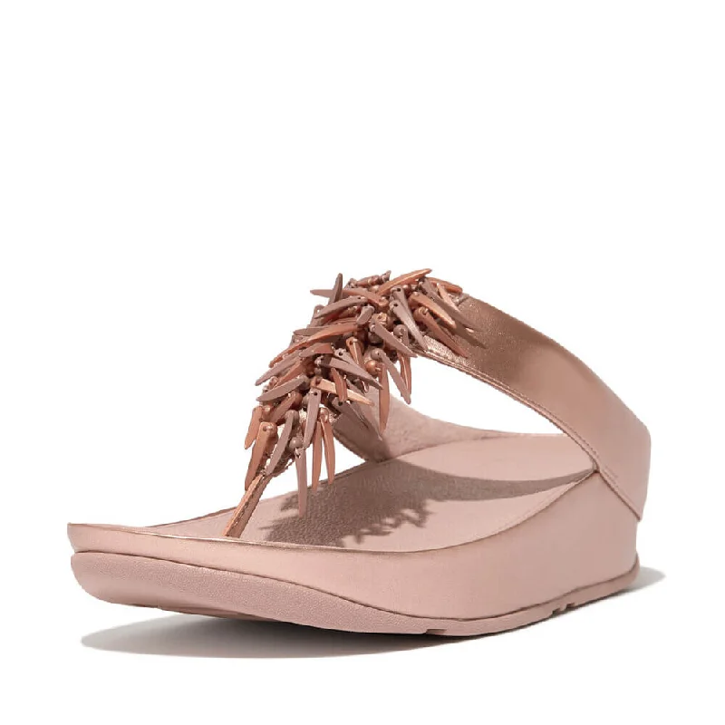 Sandals family vacations-FitFlop Rumba Beaded Sandals - Rose Gold