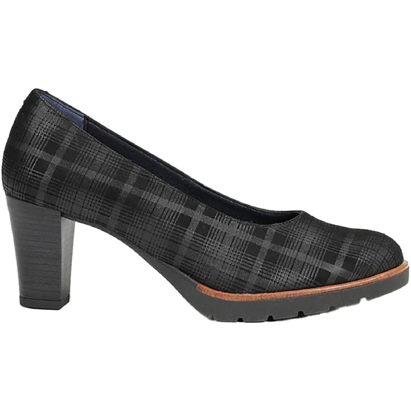 Fashion & Dress Shoes with minimalist design-Women's Dorking Opium D7976 Black Plaid Leather