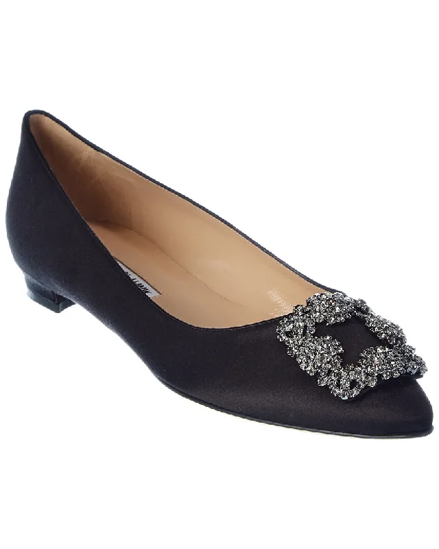 Flats shoes for laid-back elegance-Manolo Blahnik Hangisi Satin Flat