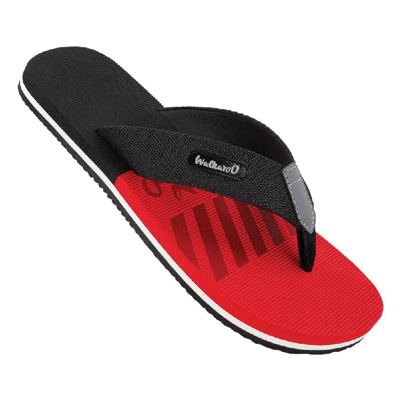 Slippers sleep stays-Men's Printed Flip Flop Slippers - WC4258 Black Red