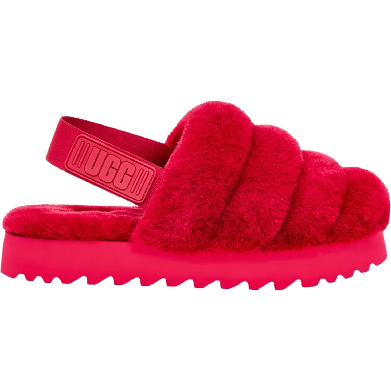 Slippers breeze cools-Women's UGG Super Fluff Ribbon Red Sheepskin