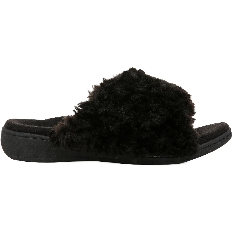 Slippers door beckons-Women's Vionic Relax II Black Shearling