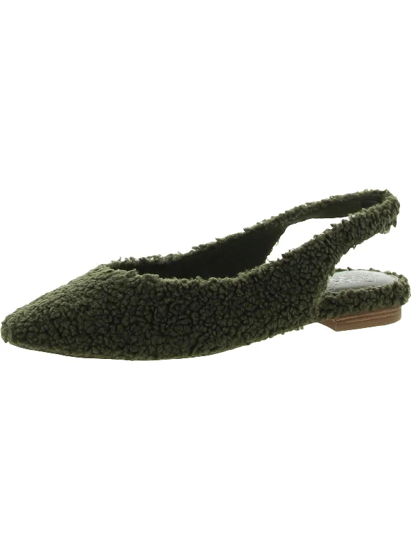 Flats shoes for petite feet-Presnue Womens Faux Fur Slip On Slingbacks