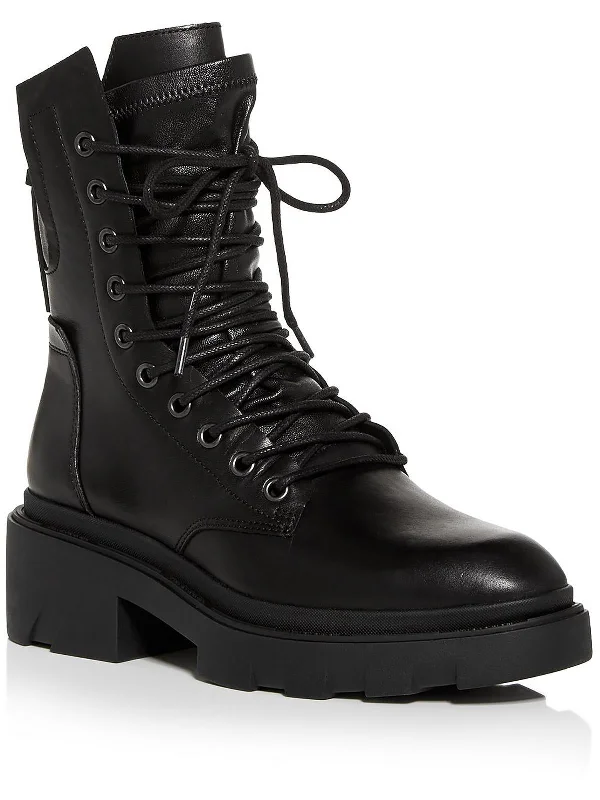 Cute winter boots-AS-Madness Womens Leather Lug Sole Combat & Lace-up Boots