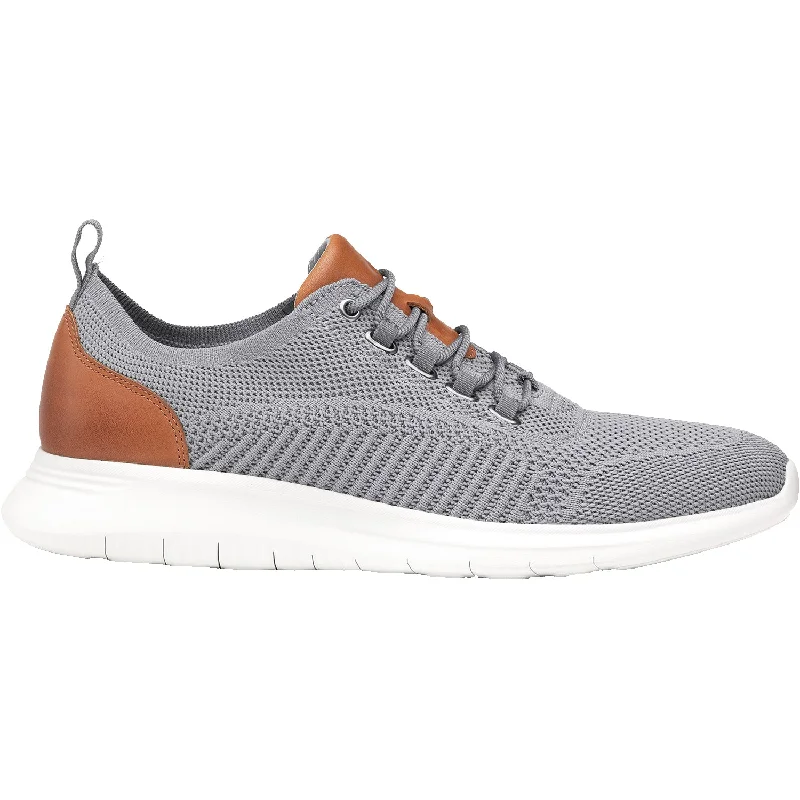 casual shoes for walking in comfort-Men's Johnston & Murphy Amherst Knit U-Throat Grey Knit Fabric/Leather