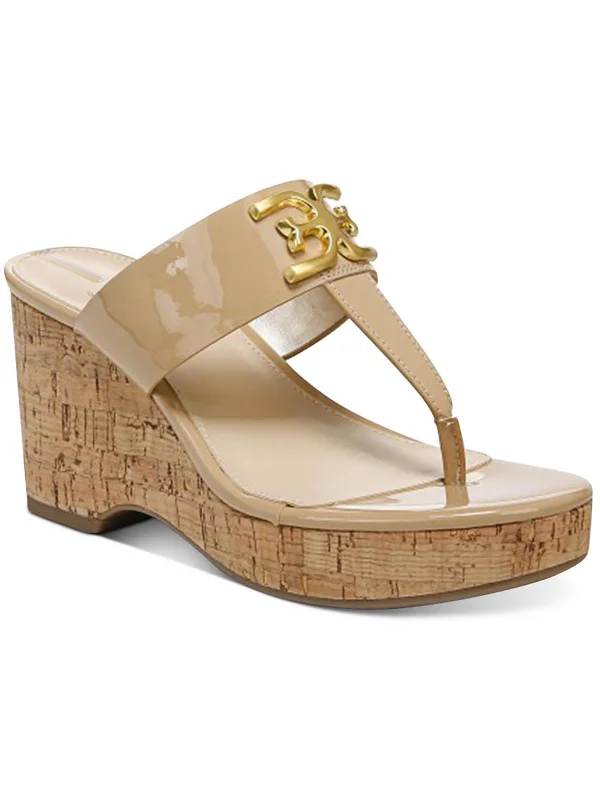 Sandals chef specials-Yardlie Womens Patent Cork Wedge Sandals