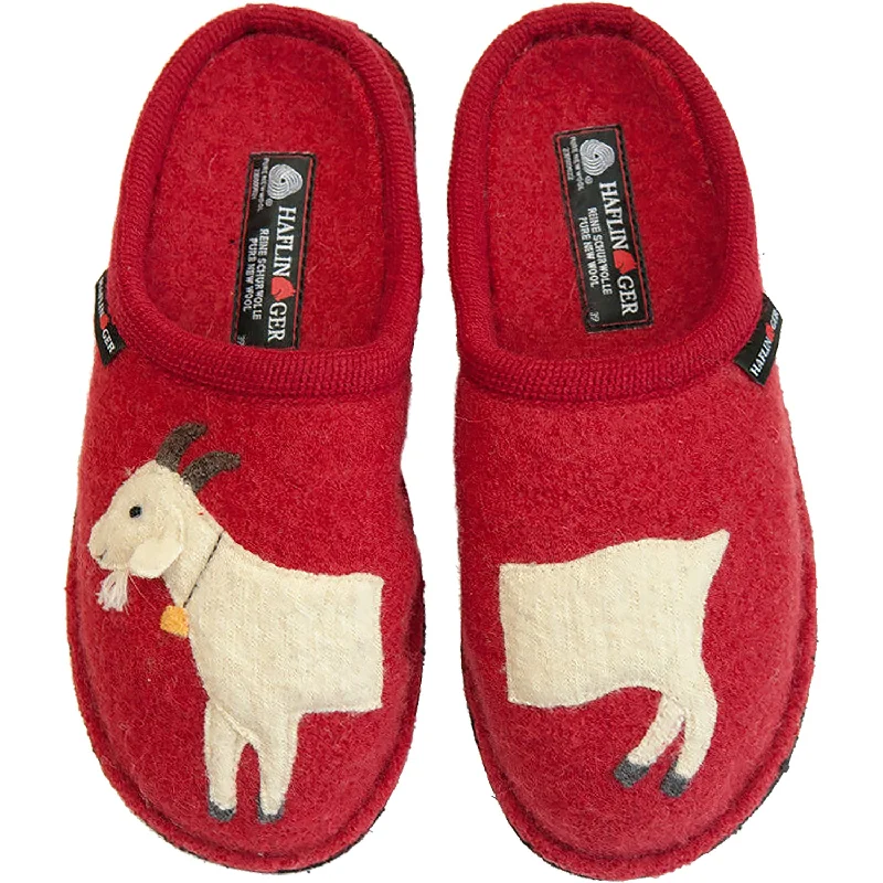 Slippers sky clears-Women's Haflinger Goat Paprika Wool