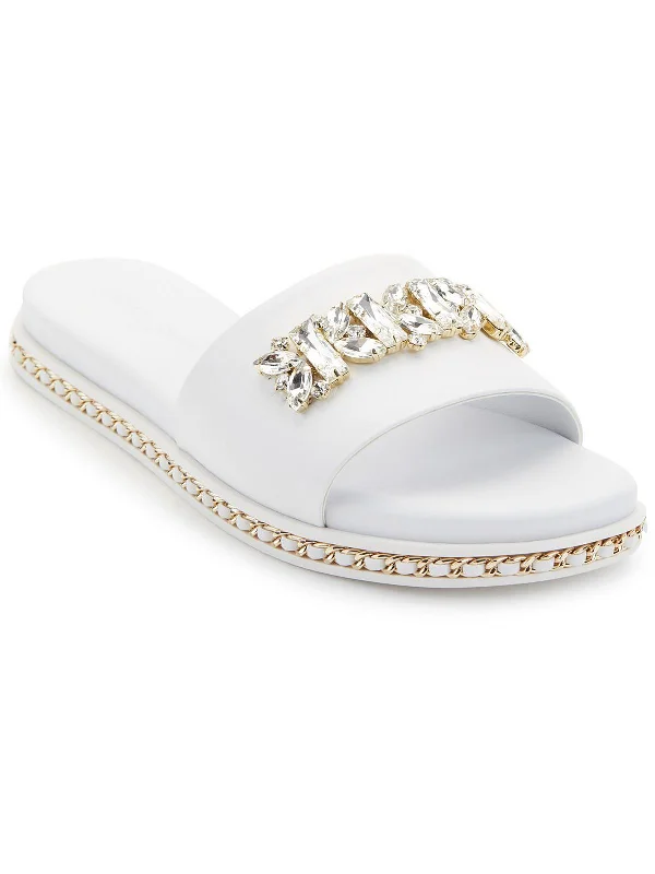 Sandals New Year deals-Bijou Womens Flats Embellished Flip-Flops