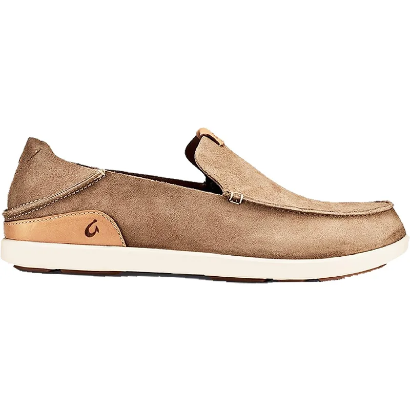 slip-on casual shoes for walking long distances-Men's OluKai Nalukai Kala Slip-On Sand/Bone Leather