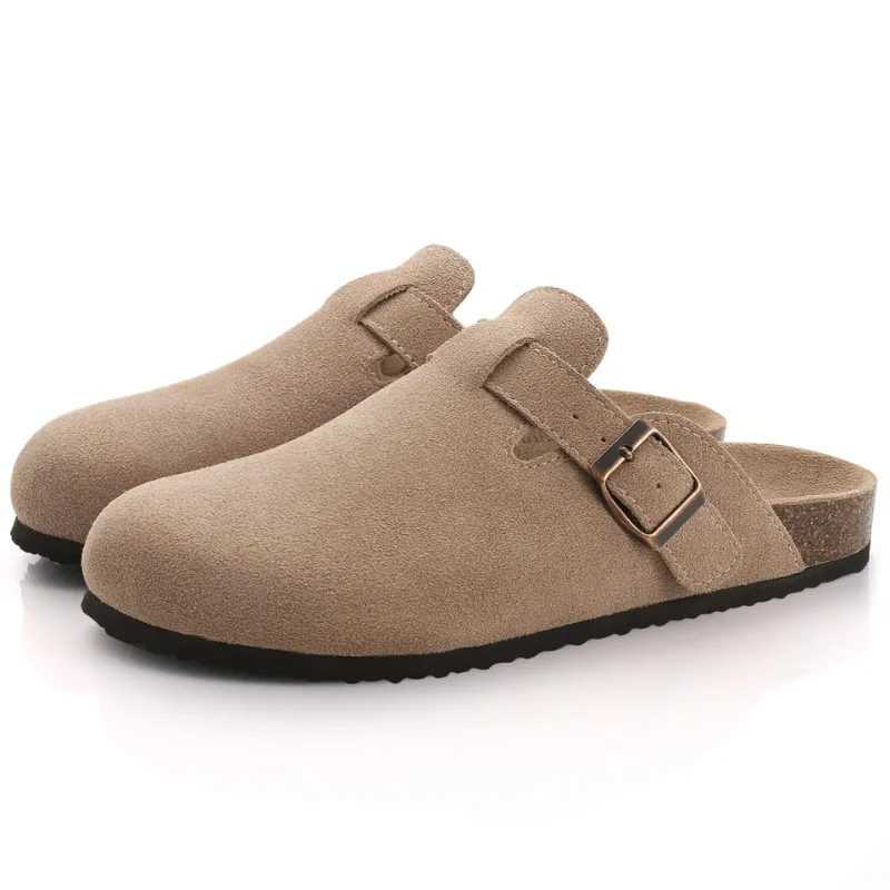 Slippers kettle whistles-GRW Orthopedic Sandals Women’s Suede Mules Slippers Cork With Arch Support