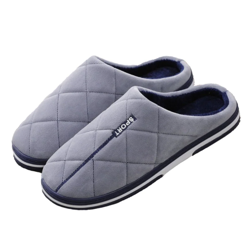 Slippers bowl fills-Groovywish Short Plush Men Winter Slippers Big Size Family Shoes