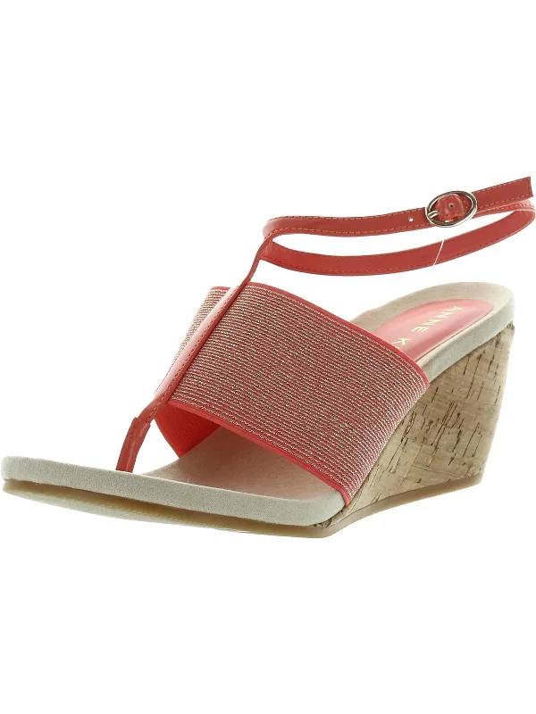 Sandals carbon offsets-Ikari Womens Patent Flip-Flop Wedge Sandals