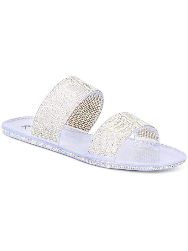 Sandals family vacations-Juba Womens Embellished Pool Side Jelly Sandals