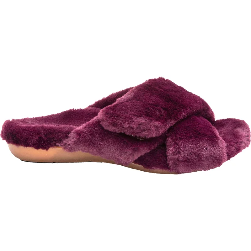 Slippers butter melts-Women's Aetrex Penelope Wine Faux Fur