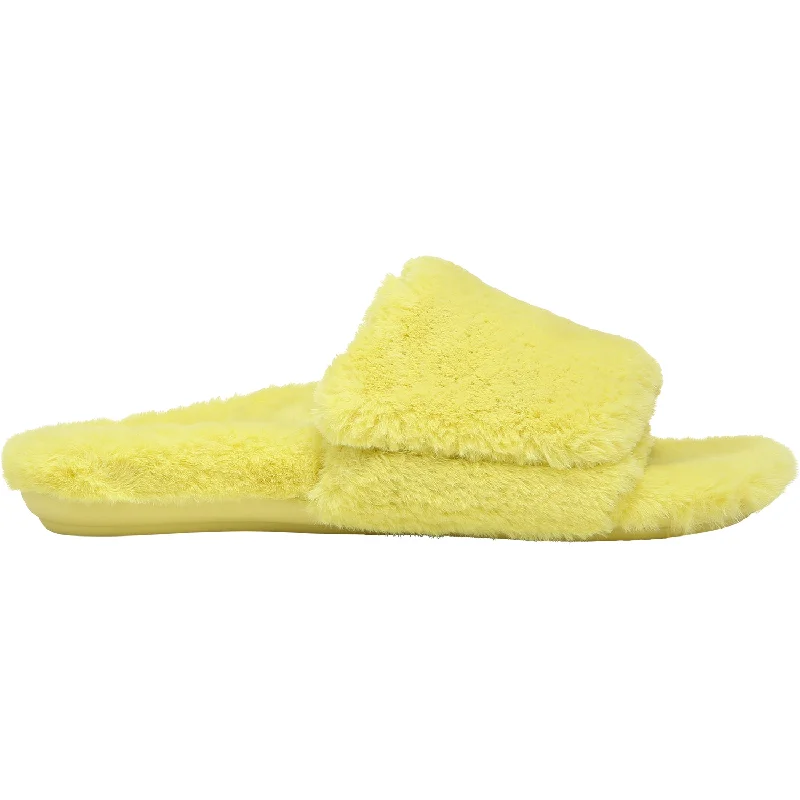 Slippers mat stays-Women's Vionic Dream Plush Canary Faux Fur