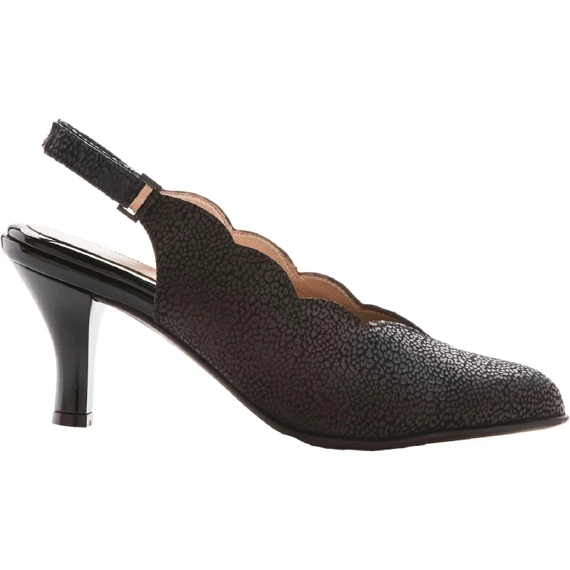 Fashion & Dress Shoes with slip-on design-Women's BeautiFeel Valentina Black Leo Matt Print Suede