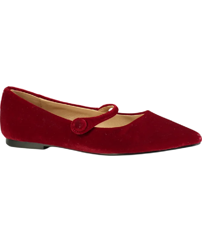 Flats shoes for garden parties-Age of Innocence Red Thea Velvet Flats UK 5 EU 38 👠