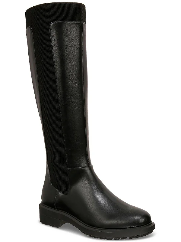 Comfortable leather ankle boots-Tamira Womens Faux Leather Riding Knee-High Boots